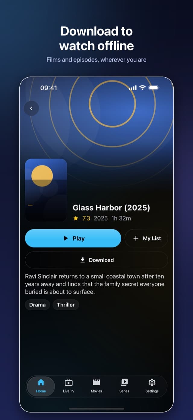 Downloads for watching films and episodes offline